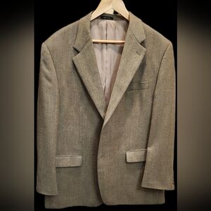 Lauren Ralph Lauren Herringbone Wool Blazer Mens 46R Brown Tan Sport Coat Jacket